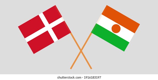 Crossed flags of Denmark and the Niger