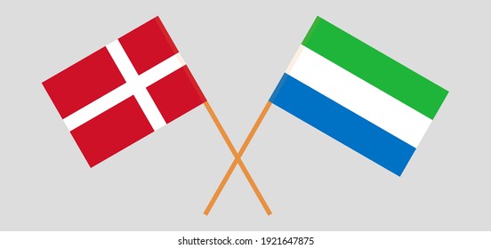 Crossed flags of Denmark and Sierra Leone