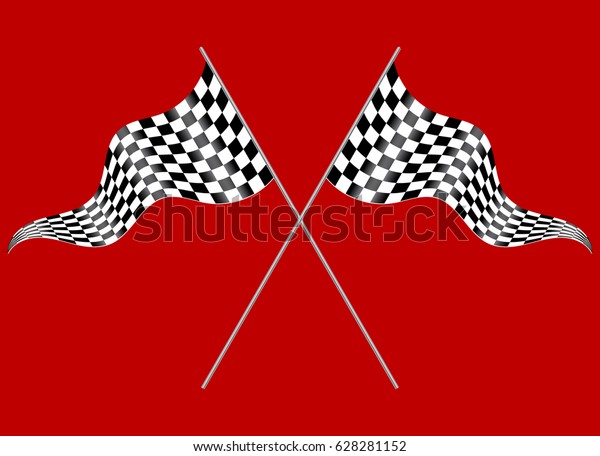 Crossed flags depicting sports or finish lines\
on a red background