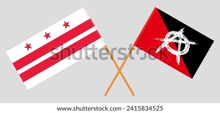 Crossed flags of the District of Columbia and anarchy. Official colors. Correct proportion. Vector illustration
