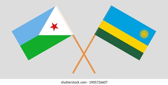 Crossed flags of Djibouti and Rwanda
