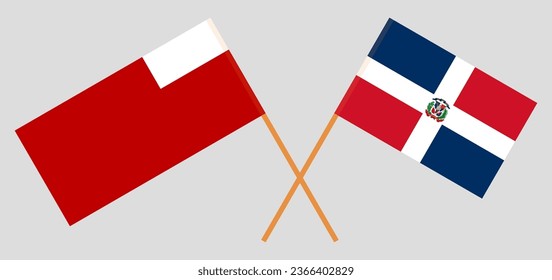 Crossed flags of Dominican Republic and Abu Dhabi. Official colors. Correct proportion. Vector illustration
