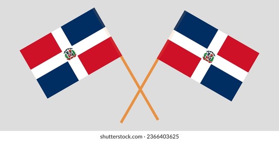 Crossed flags of Dominican Republic. Official colors. Correct proportion. Vector illustration
