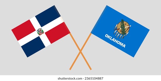 Crossed flags of Dominican Republic and The State of Oklahoma. Official colors. Correct proportion. Vector illustration
