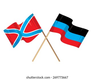 the crossed flags of the DPR and Novorossia