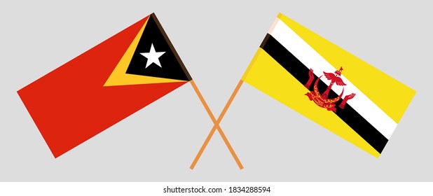 Crossed flags of East Timor and Brunei