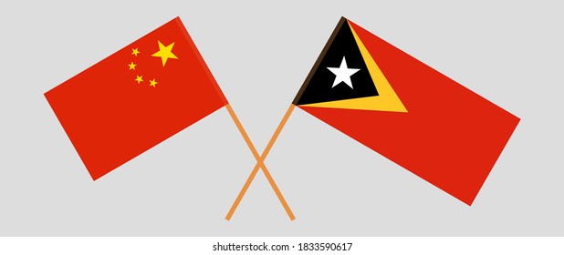 Crossed flags of East Timor and China