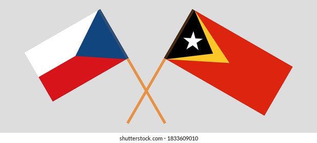 Crossed flags of East Timor and Czech Republic