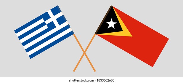 Banderas cruzadas de Timor Oriental y Grecia