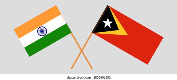 Crossed flags of East Timor and India