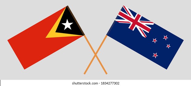 Crossed flags of East Timor and New Zealand