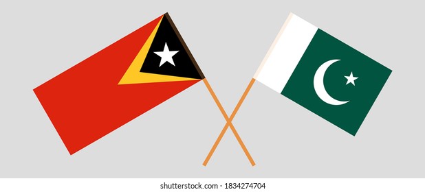 Crossed flags of East Timor and Pakistan