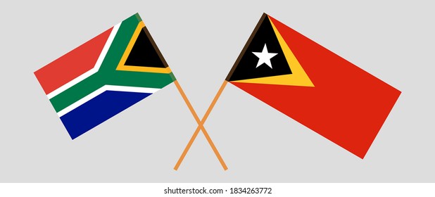  Crossed flags of East Timor and Republic of South Africa