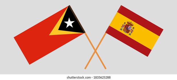 Crossed flags of East Timor and Spain