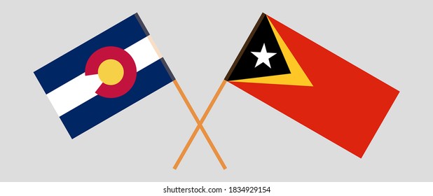 Gekreuzte Flaggen Osttimors und des Staates Colorado