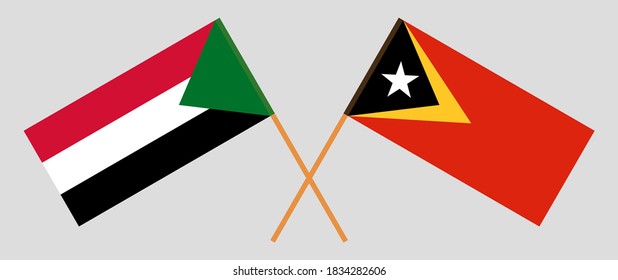 Crossed flags of East Timor and Sudan
