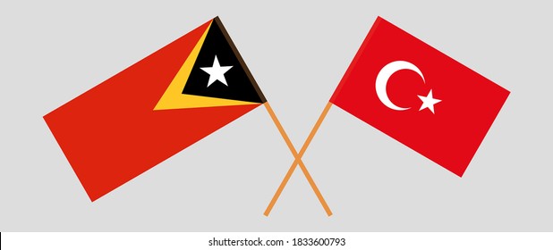 Gekreuzte Flaggen von Osttimor und der Türkei