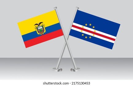 Crossed flags of Ecuador and CAPE VERDE. Official colors. Correct proportion. Banner design