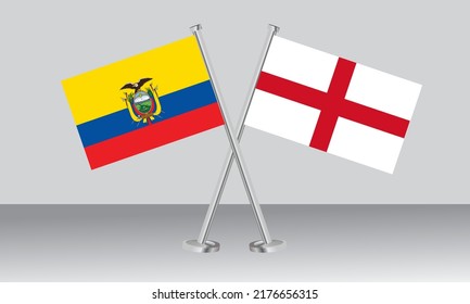 Crossed flags of Ecuador and England. Official colors. Correct proportion. Banner design