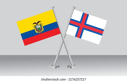Crossed flags of Ecuador and Faroe Islands. Official colors. Correct proportion. Banner design