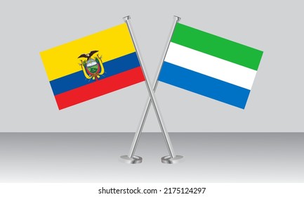 Gekreuzte Flaggen von Ecuador und Sierra Leone. Offizielle Farben. Richtiger Anteil. Banner-Design