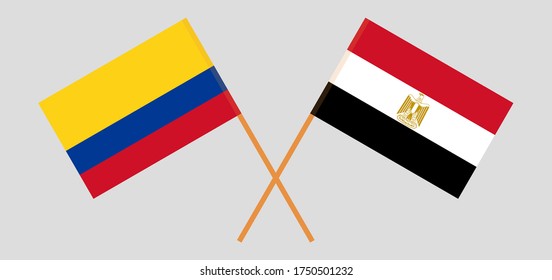 Crossed flags of Egypt and Colombia