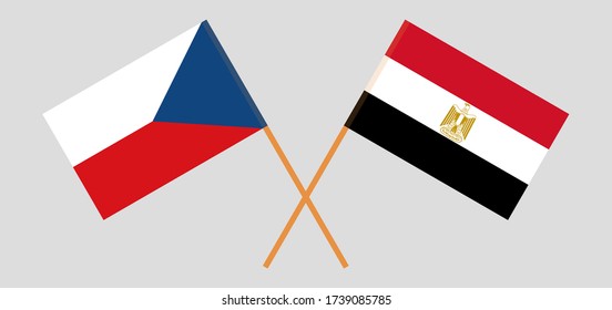 Crossed flags of Egypt and Czech Republic