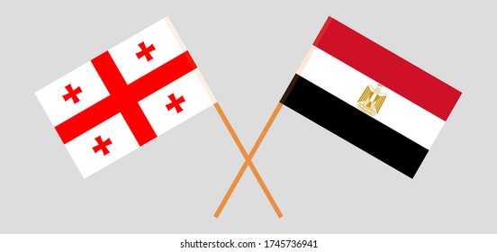 Crossed flags of Egypt and Georgia. Official colors. Correct proportion. Vector illustration