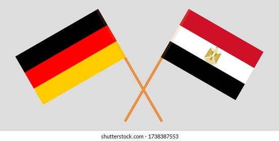 Crossed flags of Egypt and Germany. Official colors. Correct proportion. Vector illustration
