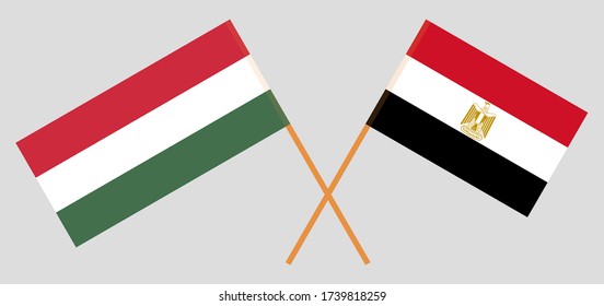 Gekreuzte Flaggen Ägyptens und Ungarns