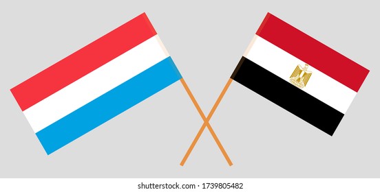 Crossed flags of Egypt and Luxembourg