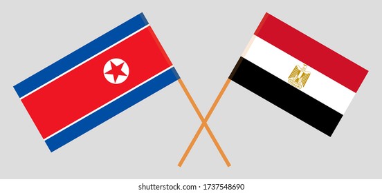 Gekreuzte Flaggen Ägyptens und Nordkoreas