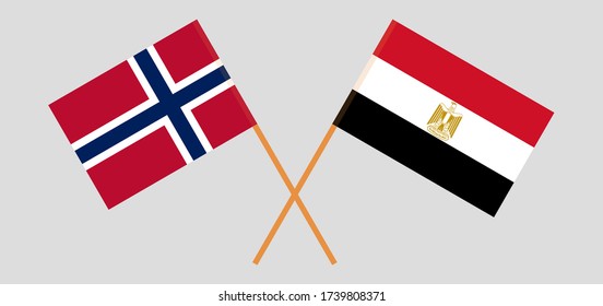 Crossed flags of Egypt and Norway