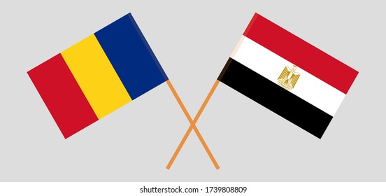 Banderas cruzadas de Egipto y Rumania