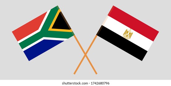 Banderas cruzadas de Egipto y los ASR. Colores oficiales. Proporción correcta. Ilustración del vector
