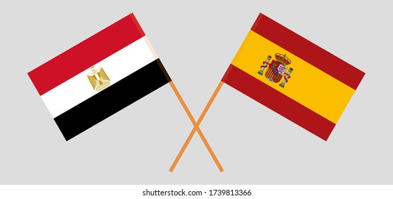 Crossed flags of Egypt and Spain