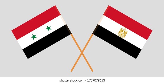  Crossed flags of Egypt and Syria