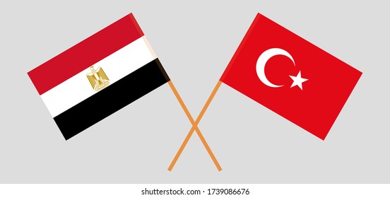 Banderas cruzadas de Egipto y Turquía