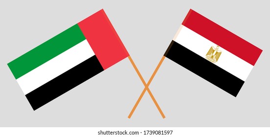 Crossed flags of Egypt and the United Arab Emirates
