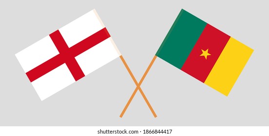Crossed flags of England and Cameroon