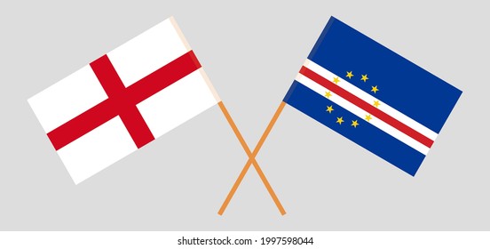 Crossed flags of England and Cape Verde. Official colors. Correct proportion