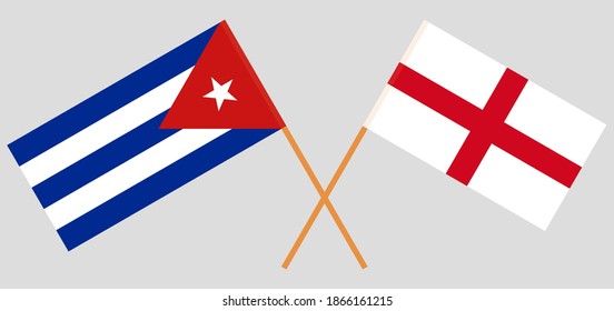 Crossed flags of England and Cuba