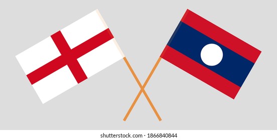 Crossed flags of England and Laos