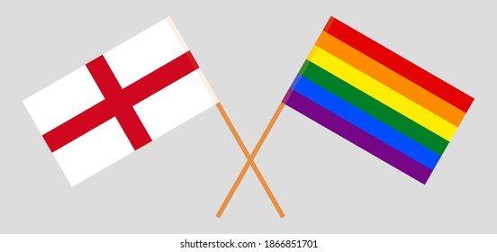 Crossed flags of England and LGBTQ