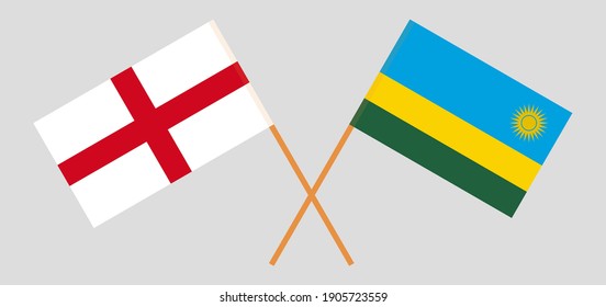 Crossed flags of England and Rwanda