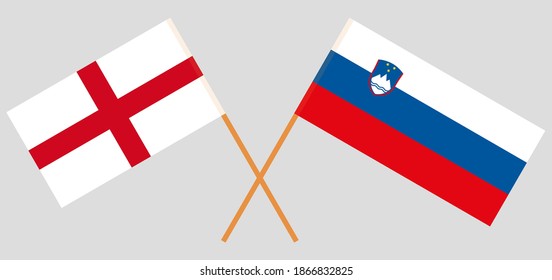 Crossed flags of England and Slovenia