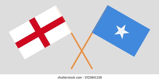 Crossed flags of England and Somalia. Official colors. Correct proportion