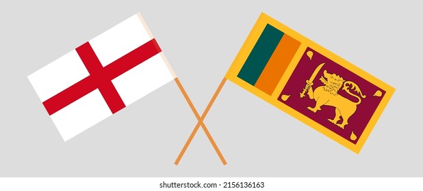 Banderas cruzadas de Inglaterra y Sri Lanka. Colores oficiales. Proporción correcta. Ilustración del vector

