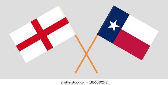 Crossed flags of England and the State of Texas