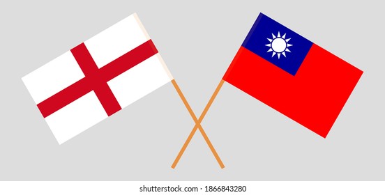 Gekreuzte Flaggen von England und Taiwan